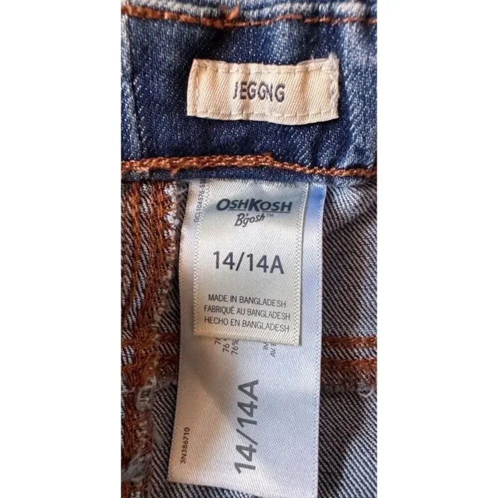 Oshkosh B’gosh Girls Pull On Denim Jeggings Medium Wash Blue Size 14